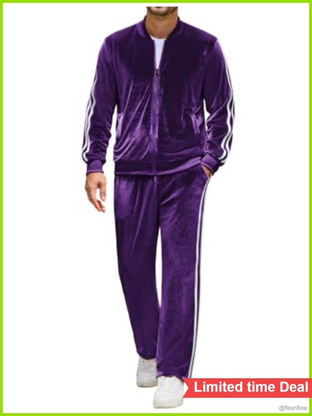 Mens Velour Tracksuit 2 Piece Set Sweatsuits Velvet Jogging Suits Full Zip